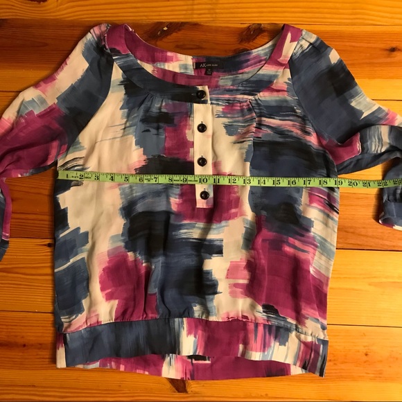 Anne Klein Purple Blue Silk 3/4 Sleeve Blouse, EUC, M - Picture 8 of 15